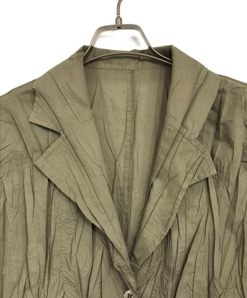 PLEATS PLEASE（プリーツプリーズ）PLEATS PLEASE (プリーツプリーズ) シワ加工長袖シャツ オリーブ サイズ:3の古着・服飾アイテム