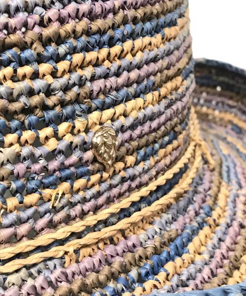 HELEN KAMINSKI（ヘレンカミンスキー）HELEN KAMINSKI (ヘレンカミンスキー) ラフィアハット ベージュ×ブルーの古着・服飾アイテム