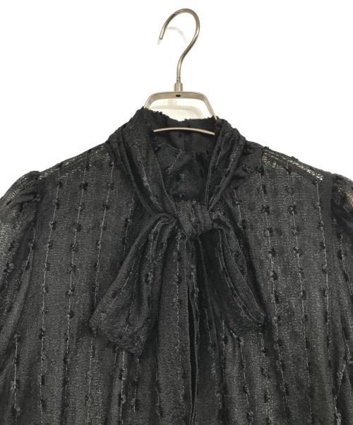 FRAY ID（フレイ アイディー）FRAY ID (フレイ アイディー) ミックスファブリック シアーボウタイブラウス ブラック サイズ:Fの古着・服飾アイテム