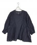 utiliteユティリテ）の古着「コットンボイル はしごレースピンタックギャザーブラウス」｜ネイビー