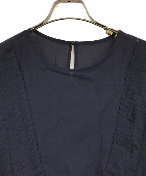 utilite（ユティリテ）utilite (ユティリテ) コットンボイル はしごレースピンタックギャザーブラウス ネイビー サイズ:表記無しの古着・服飾アイテム