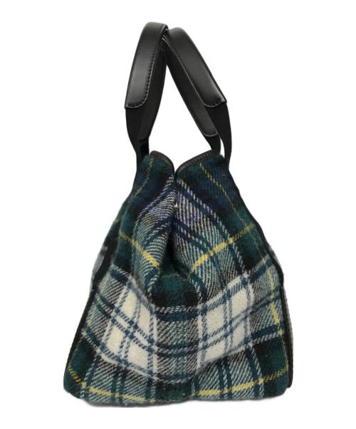 BALENCIAGA（バレンシアガ）BALENCIAGA (バレンシアガ) ネイビーカバスチェック柄トートバッグ グリーン×ネイビーの古着・服飾アイテム