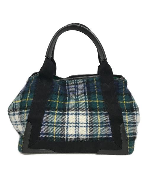 BALENCIAGA（バレンシアガ）BALENCIAGA (バレンシアガ) ネイビーカバスチェック柄トートバッグ グリーン×ネイビーの古着・服飾アイテム