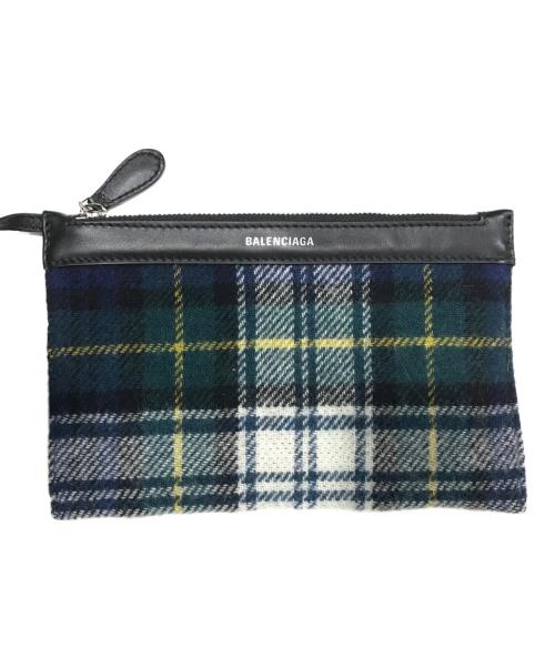BALENCIAGA（バレンシアガ）BALENCIAGA (バレンシアガ) ネイビーカバスチェック柄トートバッグ グリーン×ネイビーの古着・服飾アイテム