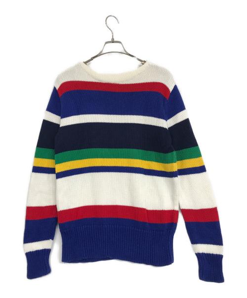 POLO RALPH LAUREN（ポロ・ラルフローレン）POLO RALPH LAUREN (ポロ・ラルフローレン) エンブレムボーダークルーネックニット マルチカラー サイズ:SPの古着・服飾アイテム