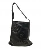 BLVCK PARIS×CHARLES & KEITHブラック パリ×チャールズアンドキース）の古着「ローズモチーフ トラペーズショルダーバッグ - ノワール」｜ブラック