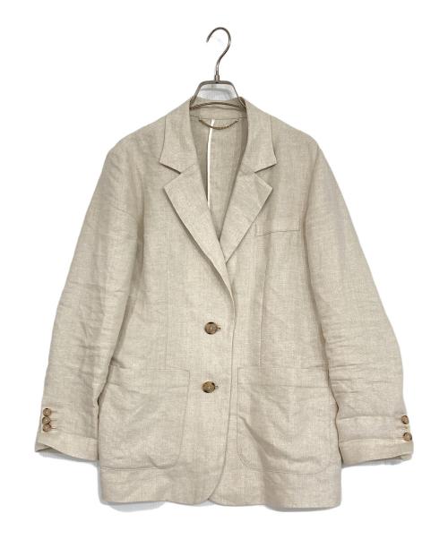 NOLLEY'S sophi（ノーリーズソフィー）NOLLEY'S sophi (ノーリーズソフィー) ラメリネンライトオーバージャケット ベージュ サイズ:36の古着・服飾アイテム