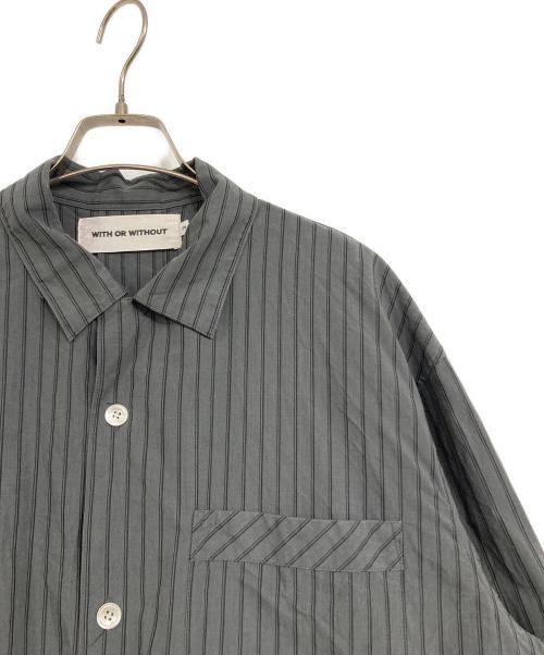 WITH OR WITHOUT（ウィズオアウィザウト）WITH OR WITHOUT (ウィズオアウィザウト) ロングスリーブシルクシャツ グレー サイズ:3の古着・服飾アイテム