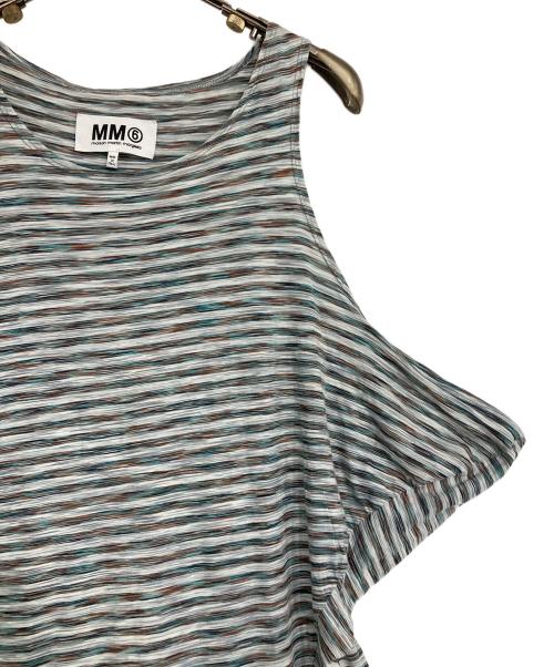 MM6 Maison Margiela（エムエムシックスメゾンマルジェラ）MM6 Maison Margiela (エムエムシックスメゾンマルジェラ) ボーダーノースリーブワンピース グレー サイズ:Mの古着・服飾アイテム