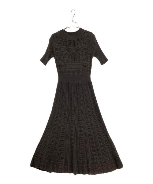 BARNEYS NEWYORK（バーニーズ・ニューヨーク）BARNEYS NEWYORK (バーニーズ・ニューヨーク) 半袖ニットワンピース ブラック サイズ:38の古着・服飾アイテム