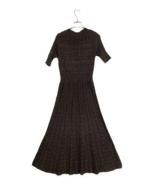 BARNEYS NEWYORK（バーニーズ・ニューヨーク）BARNEYS NEWYORK (バーニーズ・ニューヨーク) 半袖ニットワンピース ブラック サイズ:38の古着・服飾アイテム