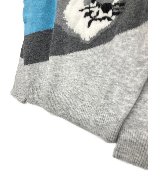 maison kitsune（メゾンキツネ）MAISON KITSUNE (メゾンキツネ) Diagonal Fox Head Knit グレー サイズ:Sの古着・服飾アイテム