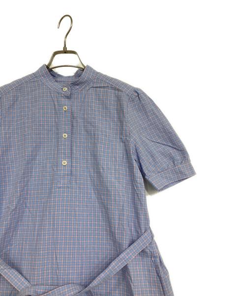 A.P.C.（アーペーセー）A.P.C. (アーペーセー) チェックプルオーバーロングワンピース ブルー サイズ:36の古着・服飾アイテム