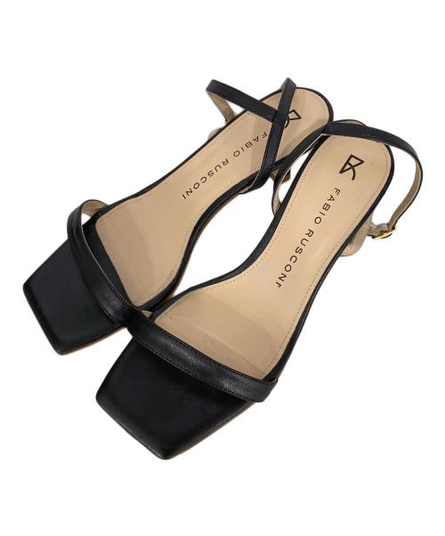 FABIO RUSCONI（ファビオルスコーニ）FABIO RUSCONI (ファビオルスコーニ) スクエアトゥアンクルストラップサンダル ブラック サイズ:37の古着・服飾アイテム