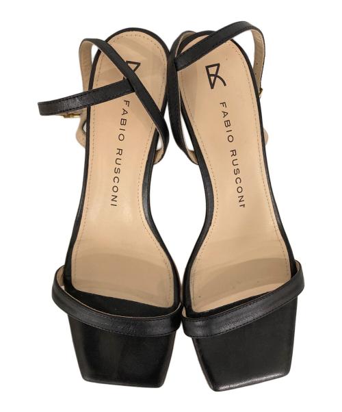 FABIO RUSCONI（ファビオルスコーニ）FABIO RUSCONI (ファビオルスコーニ) スクエアトゥアンクルストラップサンダル ブラック サイズ:37の古着・服飾アイテム