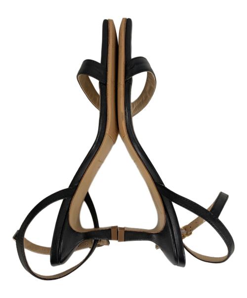 FABIO RUSCONI（ファビオルスコーニ）FABIO RUSCONI (ファビオルスコーニ) スクエアトゥアンクルストラップサンダル ブラック サイズ:37の古着・服飾アイテム