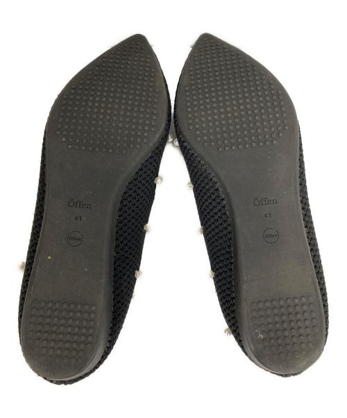 offen（オッフェン）offen (オッフェン) パールフラットシューズ ブラック サイズ:41の古着・服飾アイテム