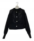 Adam et Ropeアダム エ ロペ）の古着「パターンメッシュカーディガン」｜ブラック