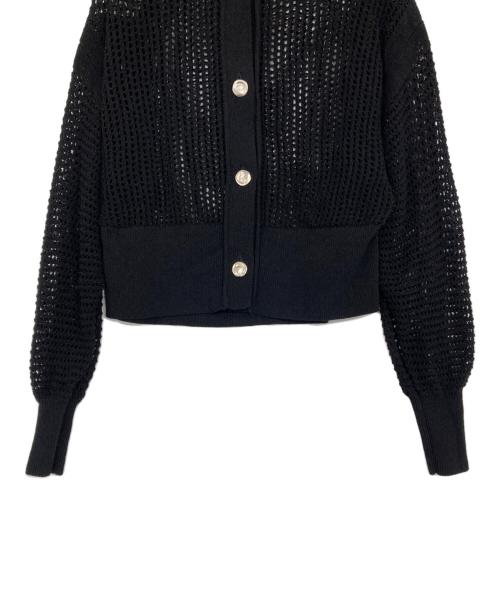 Adam et Rope（アダム エ ロペ）Adam et Rope (アダム エ ロペ) パターンメッシュカーディガン ブラック サイズ:Fの古着・服飾アイテム