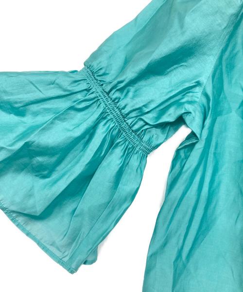 NOLLEY'S（ノーリーズ）NOLLEY'S (ノーリース) ソフトオーガンジー2WAYブラウス エメラルドグリーン サイズ:38の古着・服飾アイテム