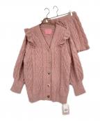 gelato piqueジェラートピケ）の古着「ハートアランフリルカーディガン×パンツセット」｜ピンク