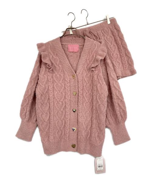 gelato pique（ジェラートピケ）gelato pique (ジェラートピケ) ハートアランフリルカーディガン×パンツセット ピンク サイズ:Fの古着・服飾アイテム