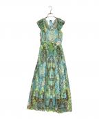 ANAYIアナイ）の古着「アラベスクプリントマキシフレア ワンピース」｜グリーン