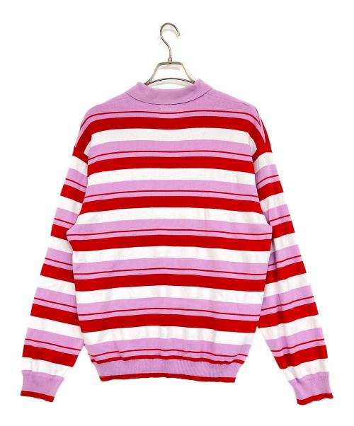 SUPREME（シュプリーム）SUPREME (シュプリーム) STRIPE ZIP L/S POLO/ストライプジップ長袖ポロ パープル×レッド サイズ:Mの古着・服飾アイテム
