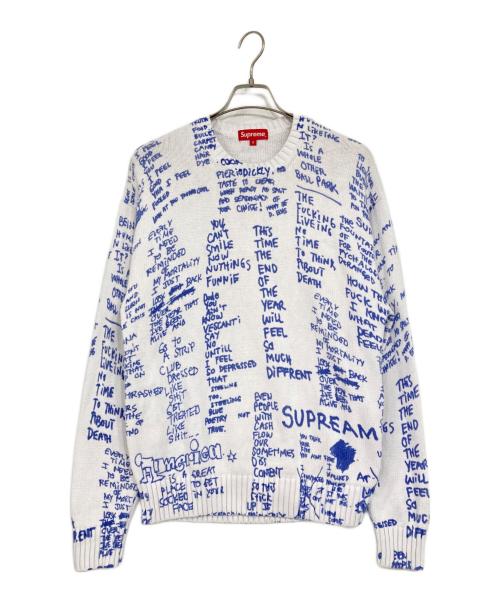 SUPREME（シュプリーム）SUPREME (シュプリーム) GONZ POEMS SWEATER/ゴンズポエムズセーター  ホワイト×ブルー サイズ:Sの古着・服飾アイテム