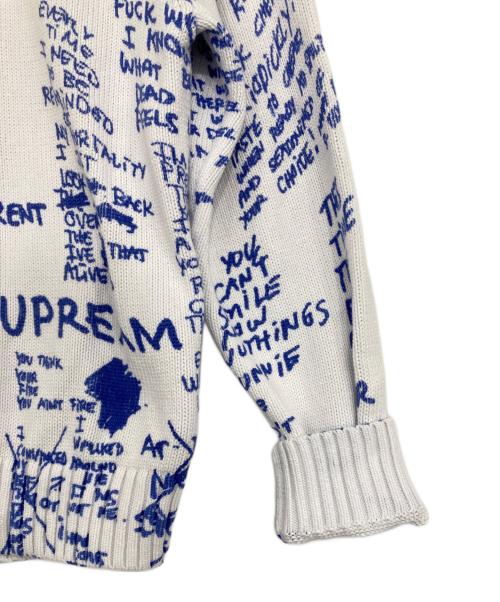 SUPREME（シュプリーム）SUPREME (シュプリーム) GONZ POEMS SWEATER/ゴンズポエムズセーター  ホワイト×ブルー サイズ:Sの古着・服飾アイテム