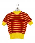 MIU MIUミュウミュウ）の古着「半袖ウールニット」｜イエロー×レッド