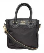 YOUNG & OLSEN The DRYGOODS STOREヤングアンドオルセン ザ ドライグッズストア）の古着「2WAYレザー×ナイロンショルダーバッグ」｜ブラック