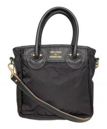 YOUNG & OLSEN The DRYGOODS STORE（ヤングアンドオルセン ザ ドライグッズストア）の古着「2WAYレザー×ナイロンショルダーバッグ」｜ブラック