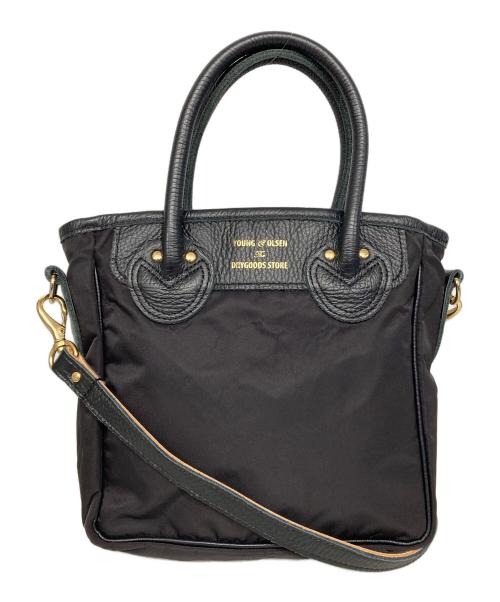 YOUNG & OLSEN The DRYGOODS STORE（ヤングアンドオルセン ザ ドライグッズストア）YOUNG & OLSEN The DRYGOODS STORE (ヤングアンドオルセン ザ ドライグッズストア) 2WAYレザー×ナイロンショルダーバッグ ブラックの古着・服飾アイテム