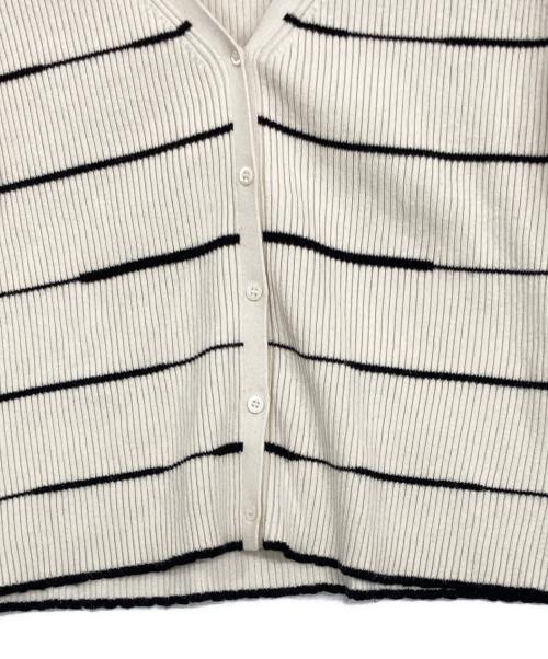 3.1 phillip lim（スリーワンフィリップリム）3.1 phillip lim (スリーワンフィリップリム) Striped Ribbed Cardigan ベージュ×ブラック サイズ:Sの古着・服飾アイテム