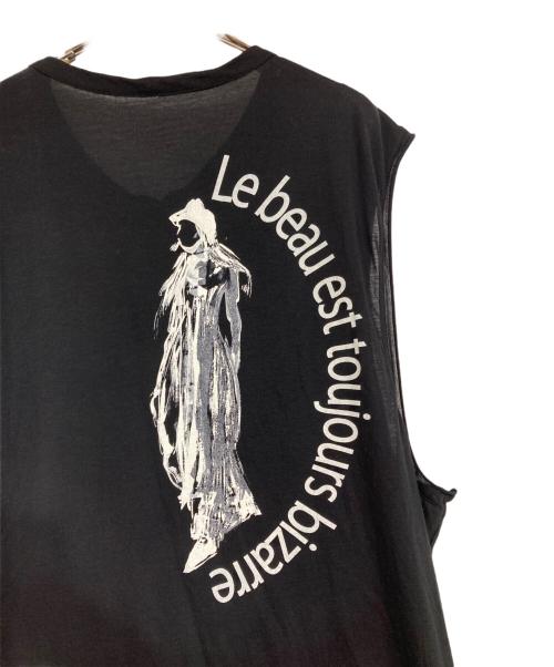 Yohji Yamamoto pour homme（ヨウジヤマモト プールオム）Yohji Yamamoto pour homme (ヨウジヤマモト プールオム) SOFT VAIL NO SLEEVE PRINTED CD/ノースリーブカーディガン ブラック サイズ:3の古着・服飾アイテム