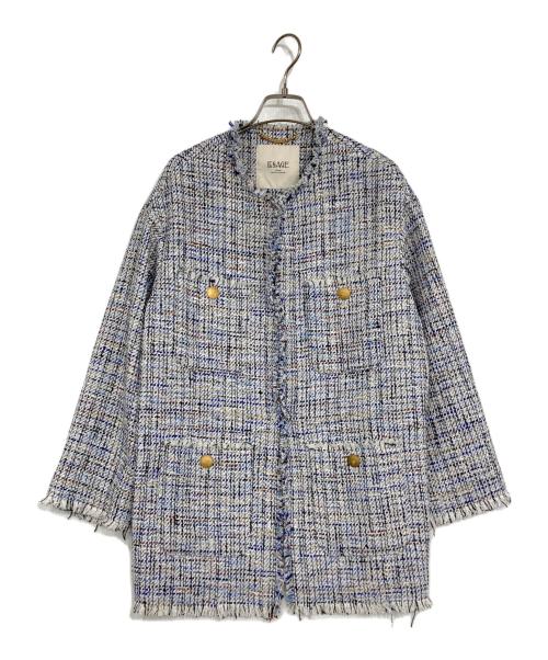 journal standard L'essage（ジャーナルスタンダード レサージュ）journal standard L'essage (ジャーナルスタンダード レサージュ) GIOLICA ラメツイードBIGジャケット ブルー×ホワイト サイズ:記載なしの古着・服飾アイテム