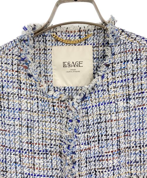 journal standard L'essage（ジャーナルスタンダード レサージュ）journal standard L'essage (ジャーナルスタンダード レサージュ) GIOLICA ラメツイードBIGジャケット ブルー×ホワイト サイズ:記載なしの古着・服飾アイテム