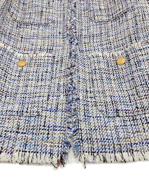 journal standard L'essage（ジャーナルスタンダード レサージュ）journal standard L'essage (ジャーナルスタンダード レサージュ) GIOLICA ラメツイードBIGジャケット ブルー×ホワイト サイズ:記載なしの古着・服飾アイテム