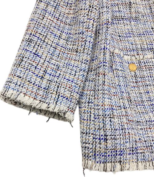 journal standard L'essage（ジャーナルスタンダード レサージュ）journal standard L'essage (ジャーナルスタンダード レサージュ) GIOLICA ラメツイードBIGジャケット ブルー×ホワイト サイズ:記載なしの古着・服飾アイテム