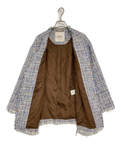 journal standard L'essage（ジャーナルスタンダード レサージュ）journal standard L'essage (ジャーナルスタンダード レサージュ) GIOLICA ラメツイードBIGジャケット ブルー×ホワイト サイズ:記載なしの古着・服飾アイテム