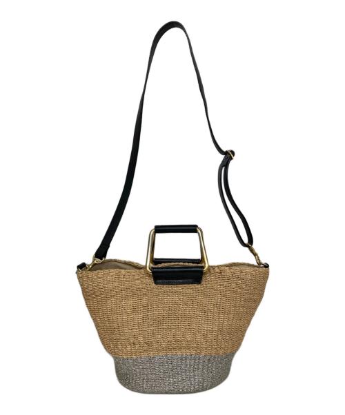 VIOLAd'ORO（ヴィオラドーロ）VIOLAd'ORO (ヴィオラドーロ) 2WAYカゴバッグ ベージュ×シルバーの古着・服飾アイテム