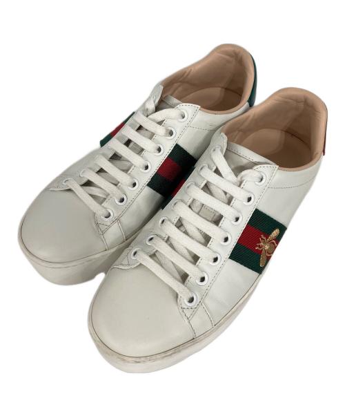GUCCI（グッチ）GUCCI (グッチ) Ace シェリーラインプラットフォームスニーカー ホワイト サイズ:36の古着・服飾アイテム