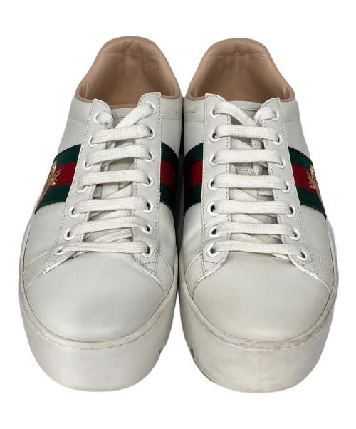 GUCCI（グッチ）GUCCI (グッチ) Ace シェリーラインプラットフォームスニーカー ホワイト サイズ:36の古着・服飾アイテム