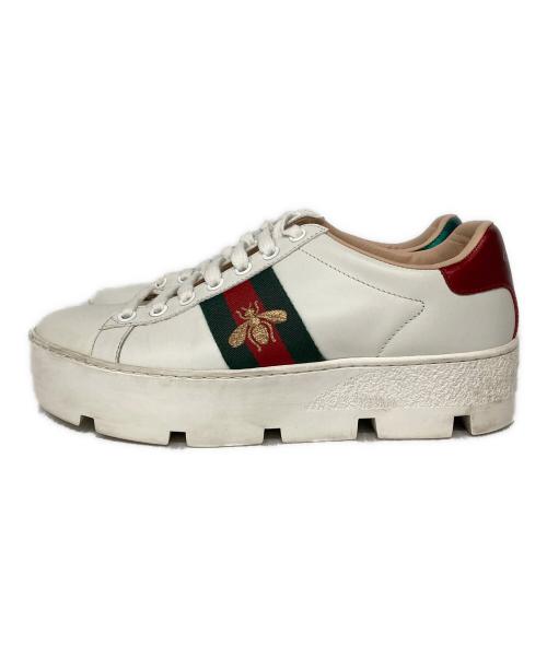 GUCCI（グッチ）GUCCI (グッチ) Ace シェリーラインプラットフォームスニーカー ホワイト サイズ:36の古着・服飾アイテム
