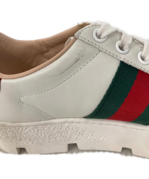 GUCCI（グッチ）GUCCI (グッチ) Ace シェリーラインプラットフォームスニーカー ホワイト サイズ:36の古着・服飾アイテム
