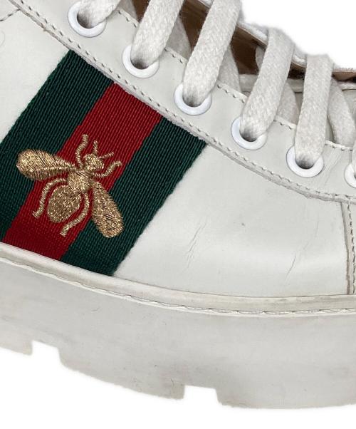 GUCCI（グッチ）GUCCI (グッチ) Ace シェリーラインプラットフォームスニーカー ホワイト サイズ:36の古着・服飾アイテム