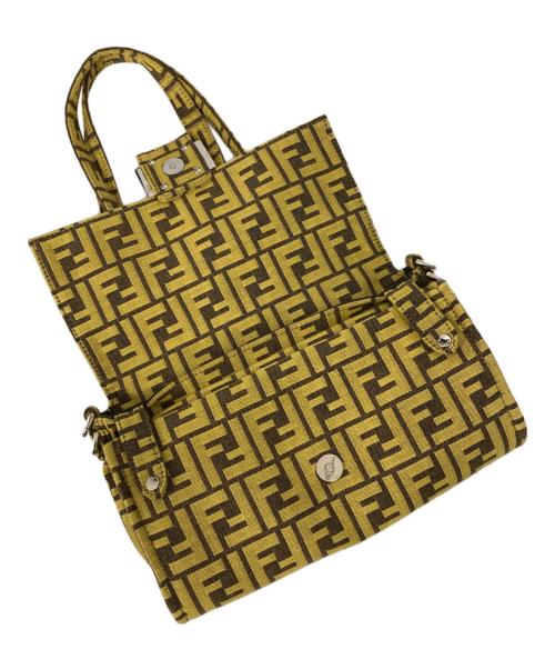 FENDI（フェンディ）FENDI (フェンディ) FRGMT (フラグメントデザイン) バゲットバッグ イエロー×ブラウンの古着・服飾アイテム