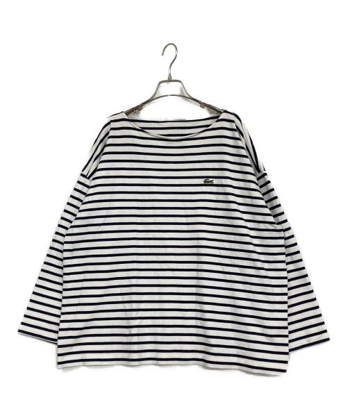 LACOSTE（ラコステ）LACOSTE (ラコステ) バスクシャツ ホワイト×ネイビー サイズ:Lの古着・服飾アイテム