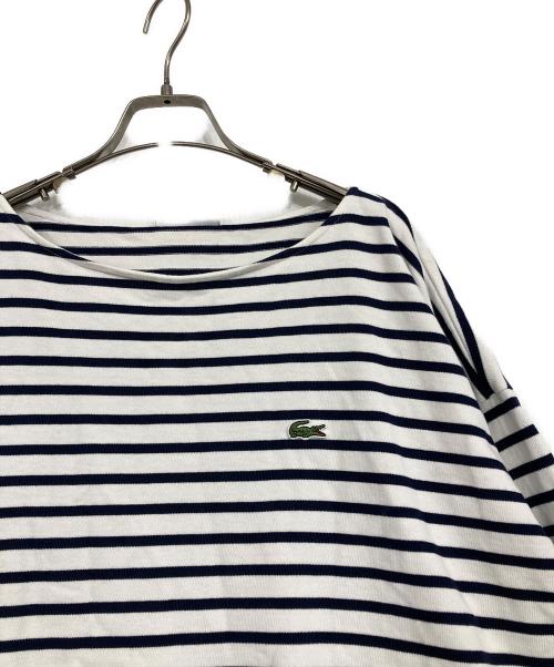 LACOSTE（ラコステ）LACOSTE (ラコステ) バスクシャツ ホワイト×ネイビー サイズ:Lの古着・服飾アイテム